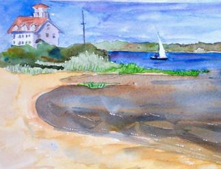 Coast Guard Station watercolor